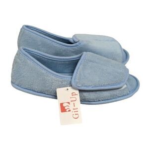 Git-Up Womens Size 6 Chambray Closed Toe Slip On Hook & Loop Slide Slipper